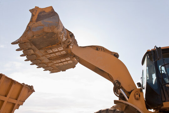 Front end loader at a construction site