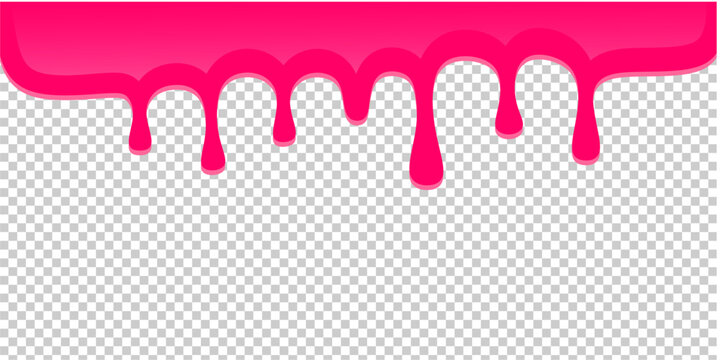 Wavy syrup illustration. Dripping candy illustration background. Pink ice cream drip illustration. Fast food caramel drip illustration. Hand-drawn milk drip on transparent background.
