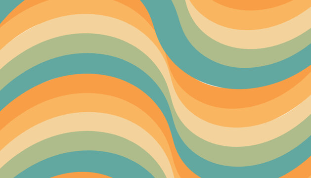 A seamless retro abstract background featuring a vibrant, flowing pattern of groovy wavy lines