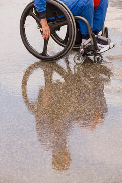 Disabled athlete sitting in a wheelchair