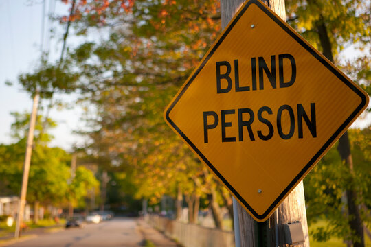 Close-up of a Blind Person signboard