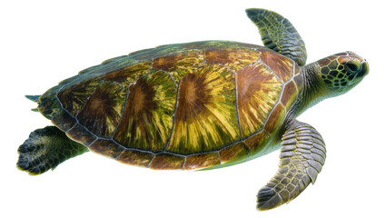 Green sea turtle swimming with patterned shell © Lukas