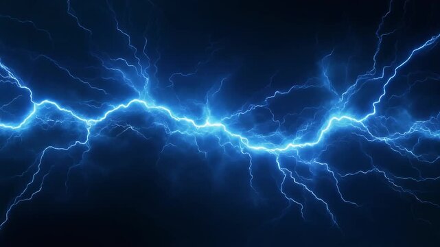 Abstract Blue Electricity Background with Glowing Electrical Arcs and Energy Discharges, Cinematic Motion Graphics in Full HD 1080p