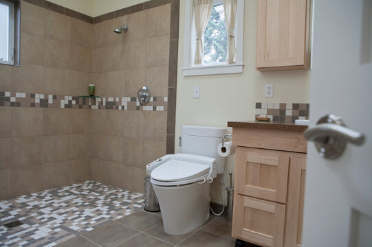 Interiors of a bathroom of an accessible home