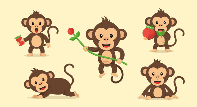 Cartoon monkey characters playing.