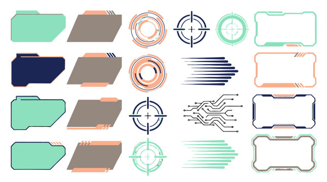 Futuristic interface frame and target elements set