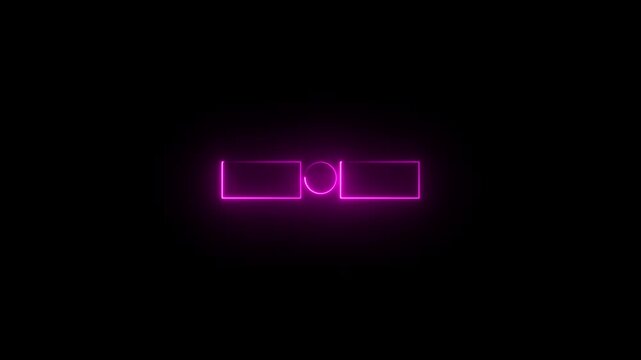 Neon rectangle and circle frame loop animation 4k video