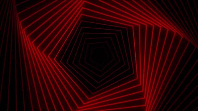 Glowing Red Hexagonal Tunnel Animation. 4k video