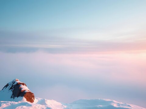 Arctic mist softly bleeds across a tilted horizon, a pastel whisper of cool tones,  fog,  artistic