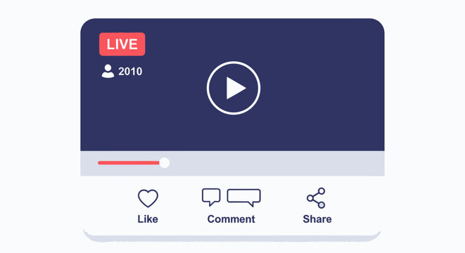 Social media live video player screen.