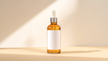 Fototapeta premium Serum bottle on beige background