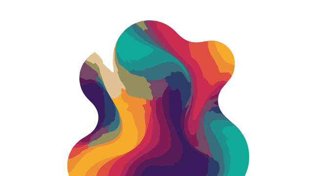 Vibrant abstract blob with fluid, layered colors in a modern style