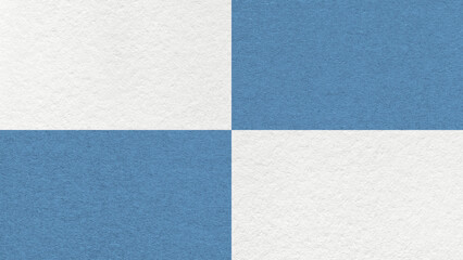 Fototapeta premium White and muted blue checkered paper texture background with four sections and copy space. Geometric template with blocks