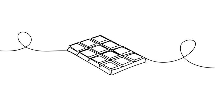 chocolate bar continuous one line drawing, Minimalist chocolate bar sketch in one line art style isolated on white background. one line art icon drawing vector, Continuous one line drawing 
