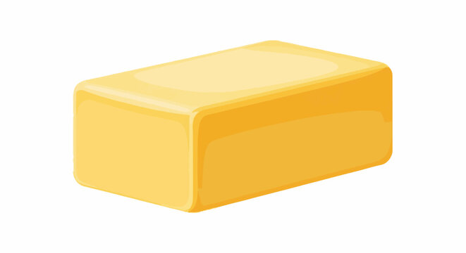 A yellow, rectangular block with rounded edges, appearing as butter or cheese