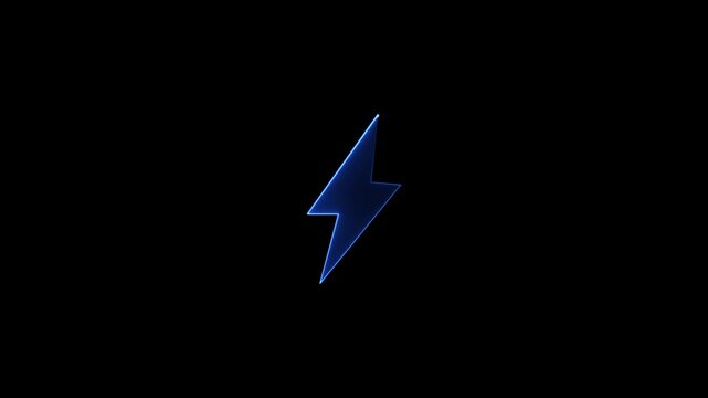 Glowing neon power icon animation, electric energy symbol, illuminated power button loop animation 4k video