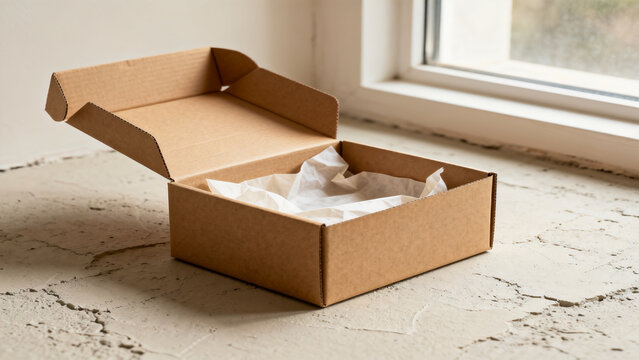 E-commerce product background with blank packaging set with twine advertisi