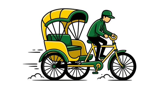 A vintage cycle rickshaw transport vector illustration.