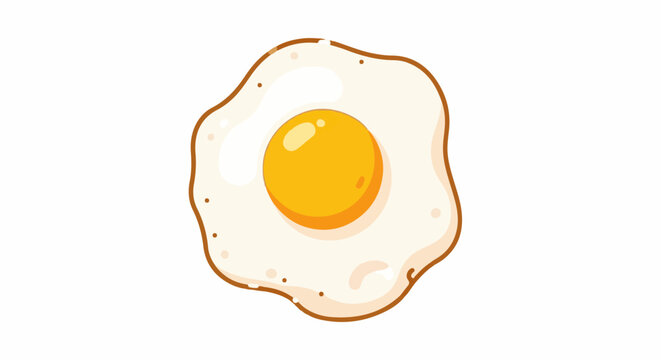 A stylized illustration of a single sunny-side-up egg with a bright yellow yolk and fluffy white
