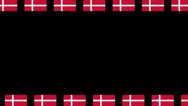 Denmark Flag Black Background Frame - Moving Edge Border Seamless Loop