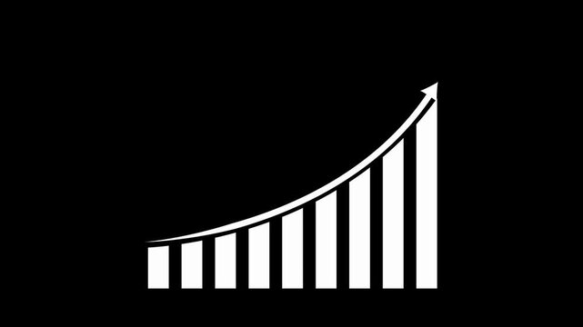 Business growth concept in graph chart showing marketing sales profit increasing to future target. business graph success Statistics bars columns growth animation arrow on white background