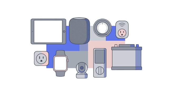 Smart home devices and consumer electronics vector illustration