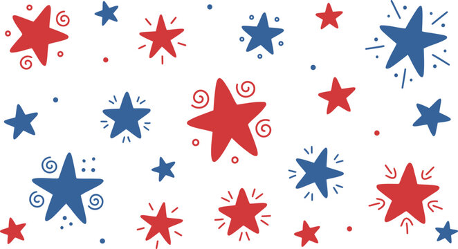 Patriotic stars doodle pattern background