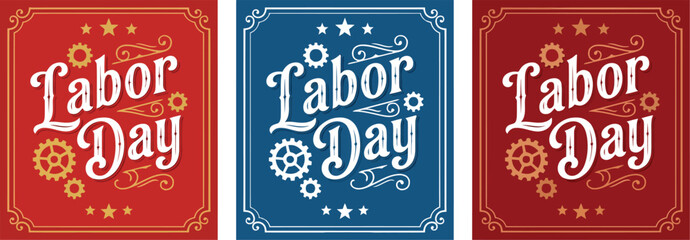 Labor Day vintage typography labels © hafsa