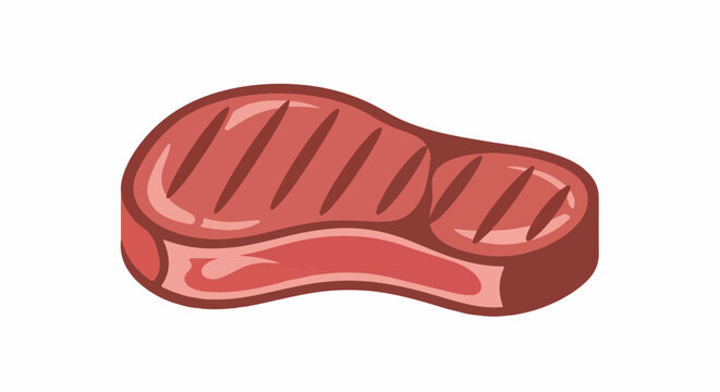 Juicy grilled steak, ready for serving on a white background