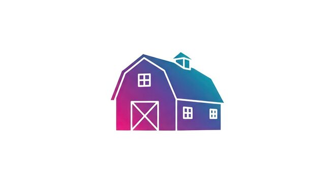 Stylized blue barn building icon