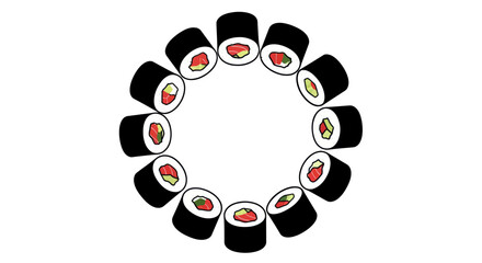 Sushi Roll Circular Frame Pattern © Dodol Creative Stock