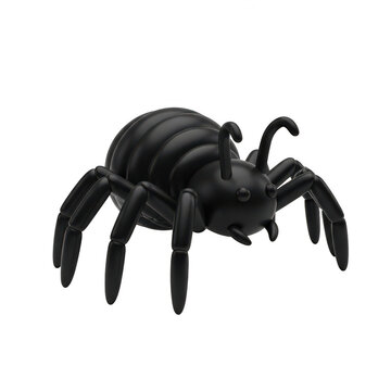 Black spider toy with eight legs isolated on white background