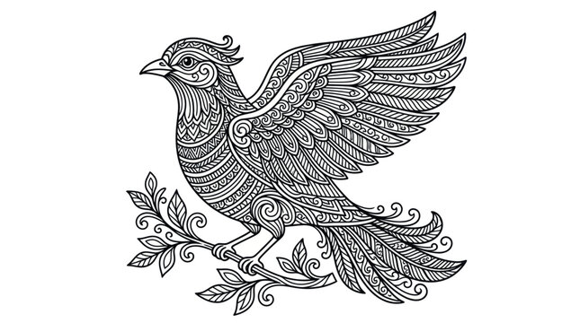 Ornate Zentangle Bird Vector Illustration