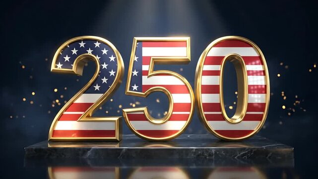 Celebrating a 250th Anniversary with Patriotic Decorative Number Emblems Showcasing American Flag Design