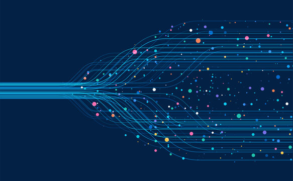 Big data visualization. Social network, financial analysis of complex databases. Data mining. Vector technology background. Information analytics concept.