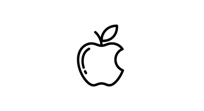 Apple Logo Simple Black Outline Drawing.