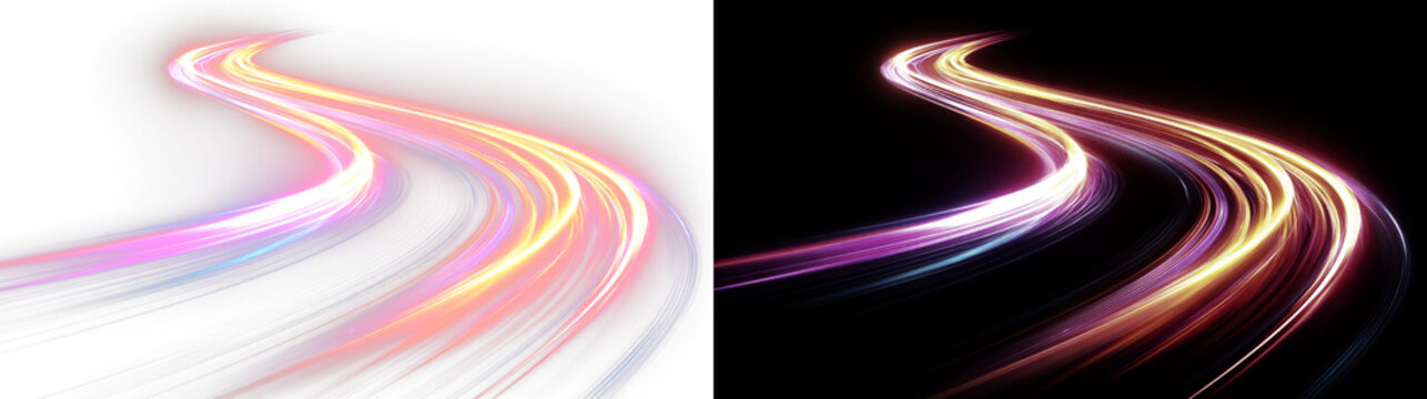Neon glowing highway motion traffic speed lines abstract futuristic road energy illustration design flow.