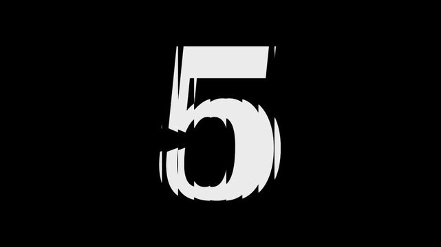 5 Hologram break distort number on black background. Vector cartoon illustration. 5 Number with the effect of glass, refraction. 
