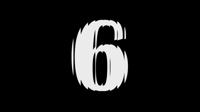 6 Hologram break distort number on black background. Vector cartoon illustration. 6 Number with the effect of glass, refraction. 
