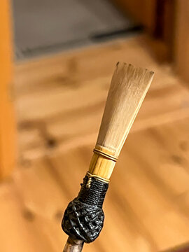 Handmade bassoon reed. These reeds are typically made of reed (Arundo donax), which is appropriately shaped and profiled