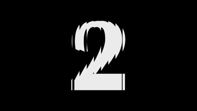 2 Hologram break distort number on black background. Vector cartoon illustration. 2 Number with the effect of glass, refraction. 