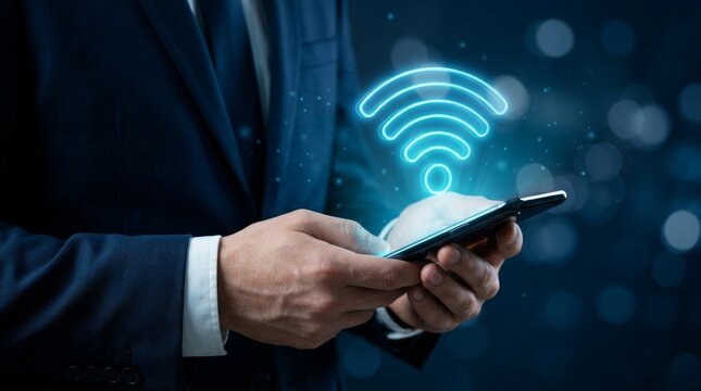 Working with various applications using fast internet wifi hotspot technology on a smartphone.