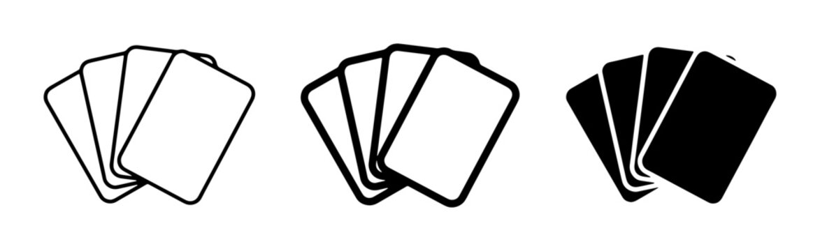 Playing Cards Icons, Set of 3, Vector Graphics for Games and Gambling