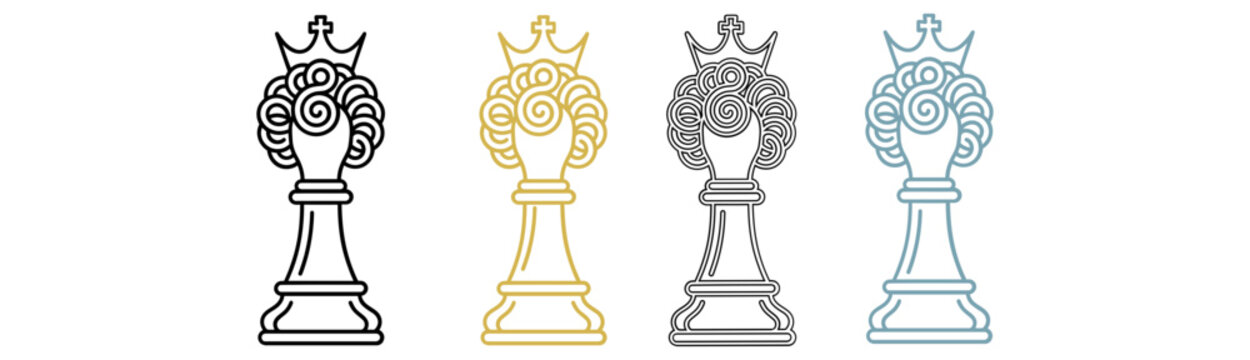 Two colorful chess kings standing on a plain surface with a white background isolated on transparent background, Vector