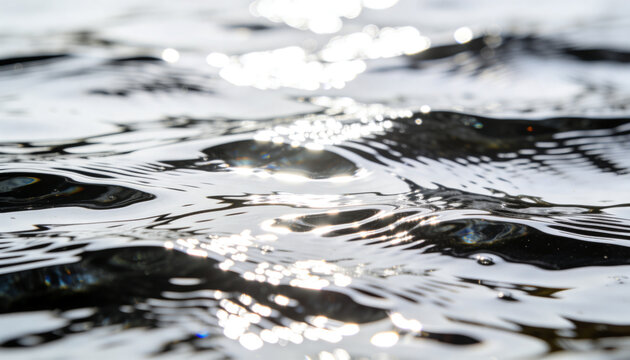 Rippling water revealing textured wavelets and sparkling highlights at lake, with micro-eddies
