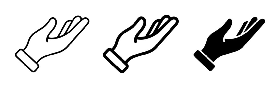 Open Hand Icons, Offering Gesture, Support Symbol, Giving, Receiving, Charity, Help, Request, Vector Set