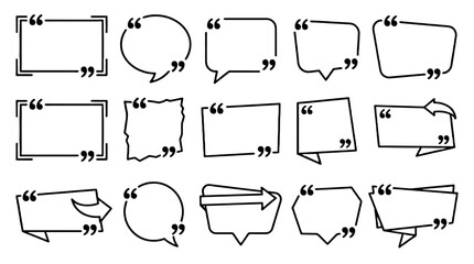 Obraz premium Set of hand drawn quote speech bubble frames and text boxes