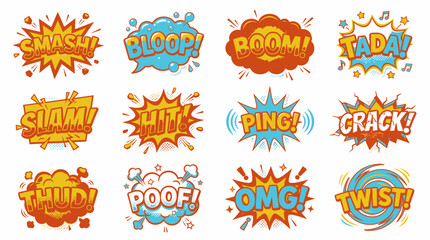 Fototapeta premium Retro comic book speech bubble and explosion set.
