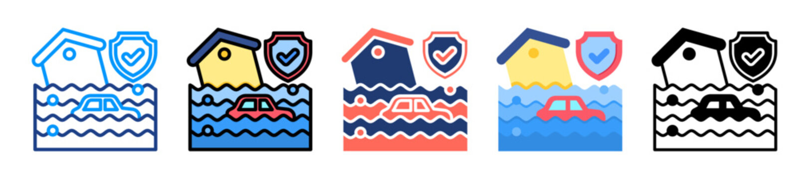 Flood Protection Icon Sheet Multiple Style Collection 