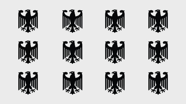 German eagle symbols on a light gray background seamless pattern repeat.